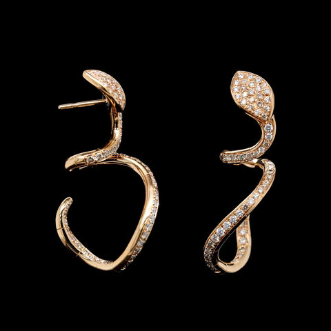New Inpsired Bvlgari Serpenti Earrings 18k Rose Gold with Pavé Diamonds,  Black Onyx Eyes